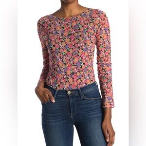 Wayf Floral Long Sleeve Top - Pink and Orange